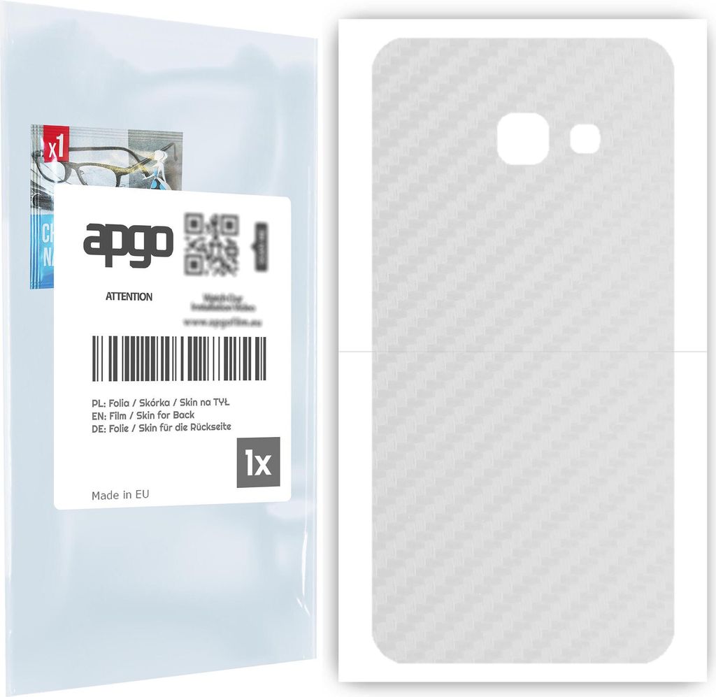 apgo Rückseite Schutzfolie für Samsung Galaxy A3 (2017) - Hinten Schutzfolie Carbon Transparent (durchsichtig), Rückseite Folie schützt vor Kr...