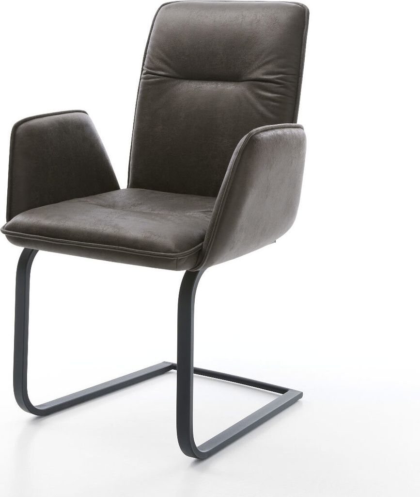 DELIFE Freischwinger Vinja-Flex Mikrofaser Anthrazit Vintage Freischwinger flach Schwarz
