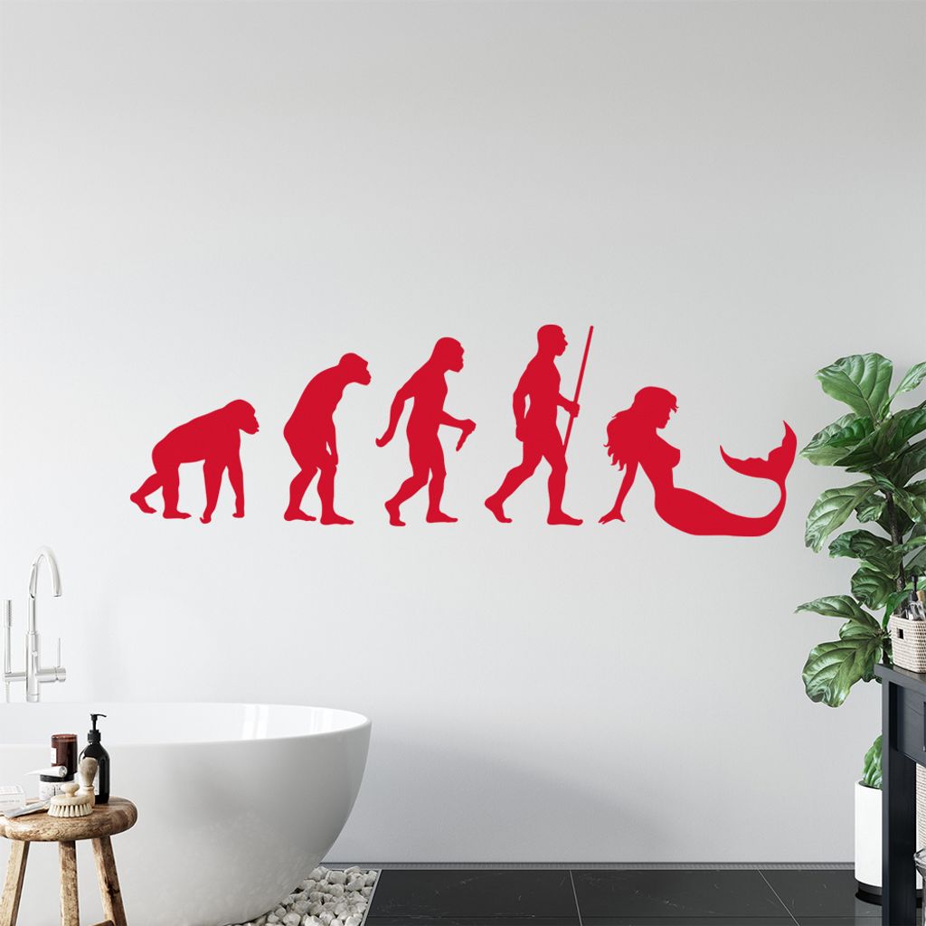 Meerjungfrau Evolution Wandtattoo Wandaufkleber Wall Sticker - Dekoration, Küche, Wohnzimmer, Schlafzimmer, Badezimmer