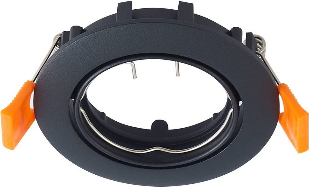 Prios Deckeneinbauleuchte Fibur, schwarz, Zink, Ø 8,2 cm