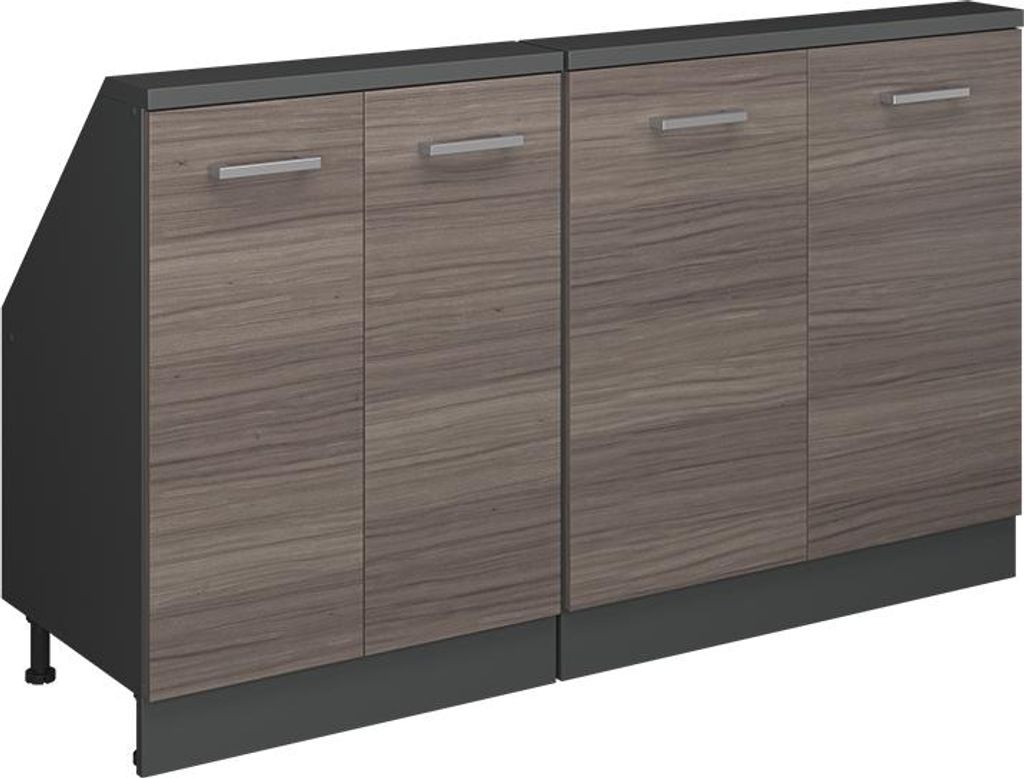 Vicco Küchenschrank für Dachschrägen R-Line, 140 cm 2er Set, Edelgrau/Anthrazit