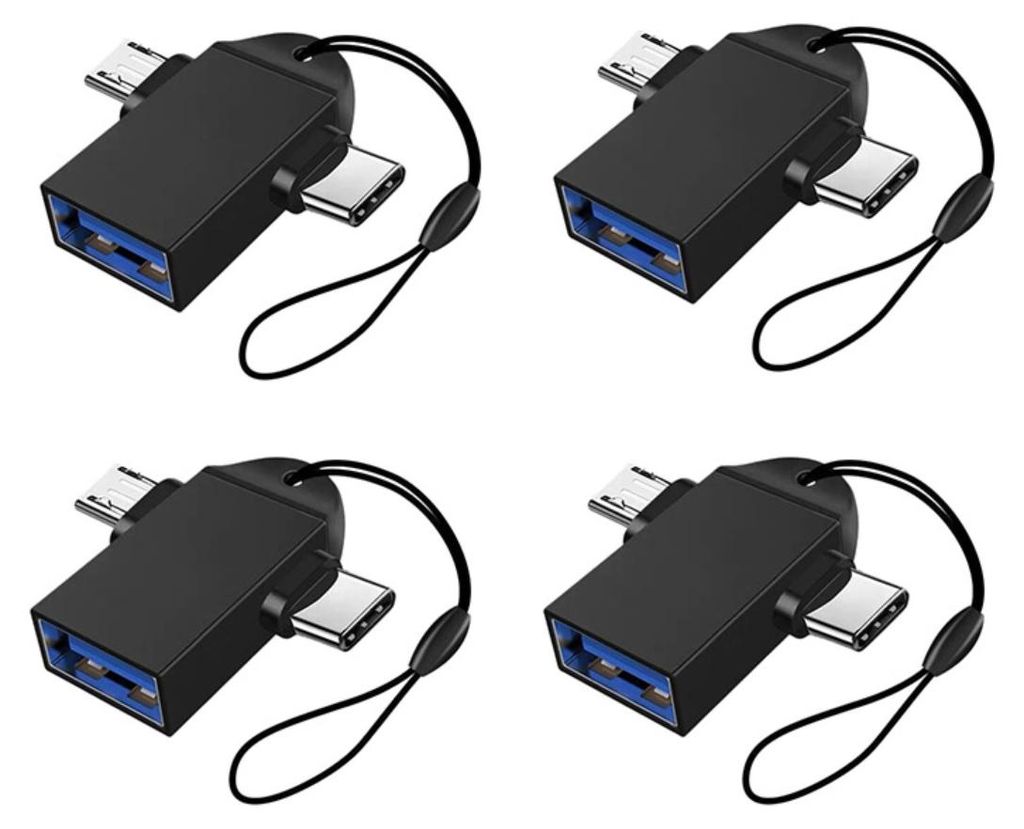 INF 2-in-1 OTG Adapter USB-C und Micro USB zu USB 3.0 ABS Aluminium 4er Schwarz