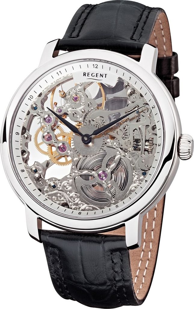 Regent Quarz Armband-Uhr Herren GM-1429 Leder Uhr schwarz Produktbild 