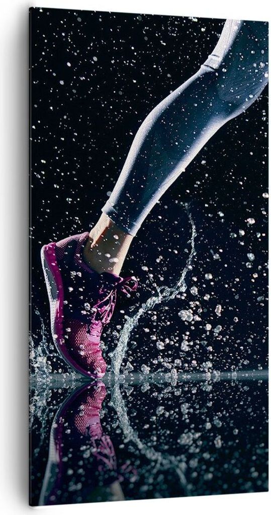 Bild auf Leinwand - Leinwandbild - Laufen Lifestyle Leichtathletik Schuhe - 65x120cm - Wand Bild - Wanddeko - Leinwanddruck - Bilder - Kunstdruck -...
