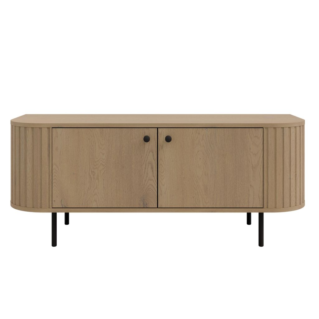 AX LIVING TV-Schrank Halay Eiche Cremona, 2 Türen Moderne Rillenstruktur 123 cm, mit runden Kanten