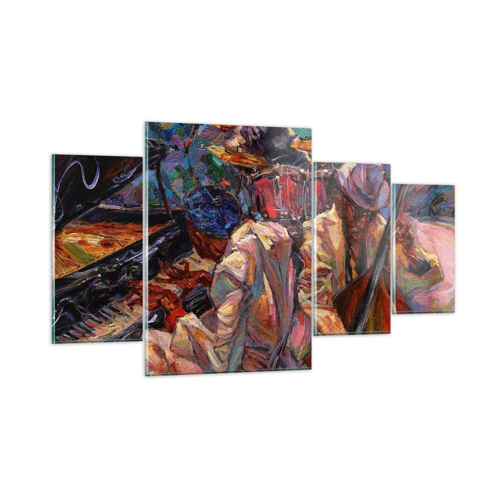 Bilder auf glas - Jazz Musik Band - 160x90cm - Glasbilder - Wandbilder - Kunstdruck - zum Aufhängen bereit - Wanddekoration aus Glas - Glas Bilder...