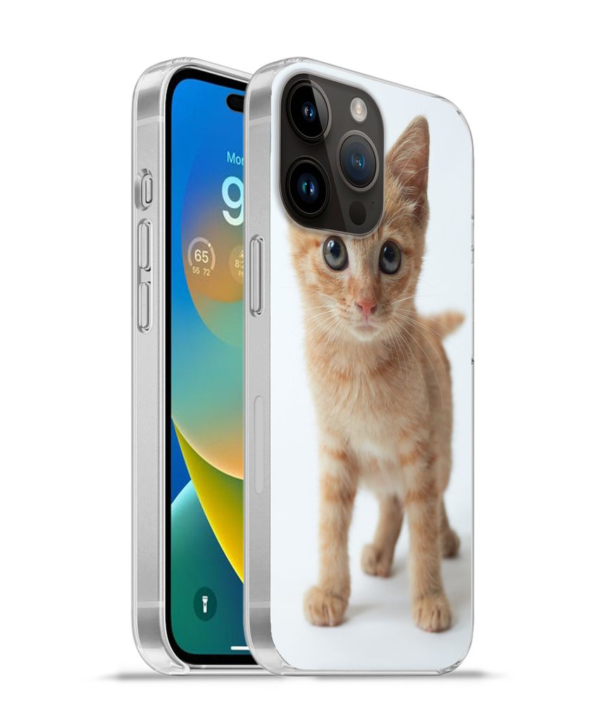 MuchoWow Handyhülle Schutzhülle Hülle für Apple iPhone 14 Pro Max Katze - Rot - Kätzchen - Mädchen - Kinder - Jungen - Kind Silikon Softcas...