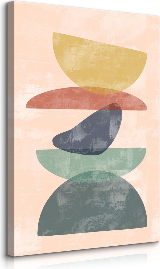 Muralo Leinwandbild Canvas bunte STEINE Aquarell Abstraktion Boho für Wohnzimmer Br. 40cm x Hö. 60cm