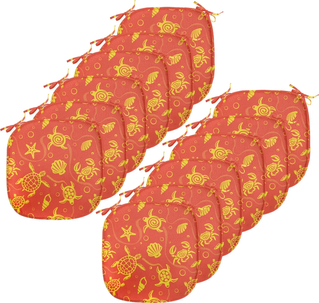 ABAKUHAUS Coussin de Chaise Orange Tortues et Crabes - Lot de 12 Pièces