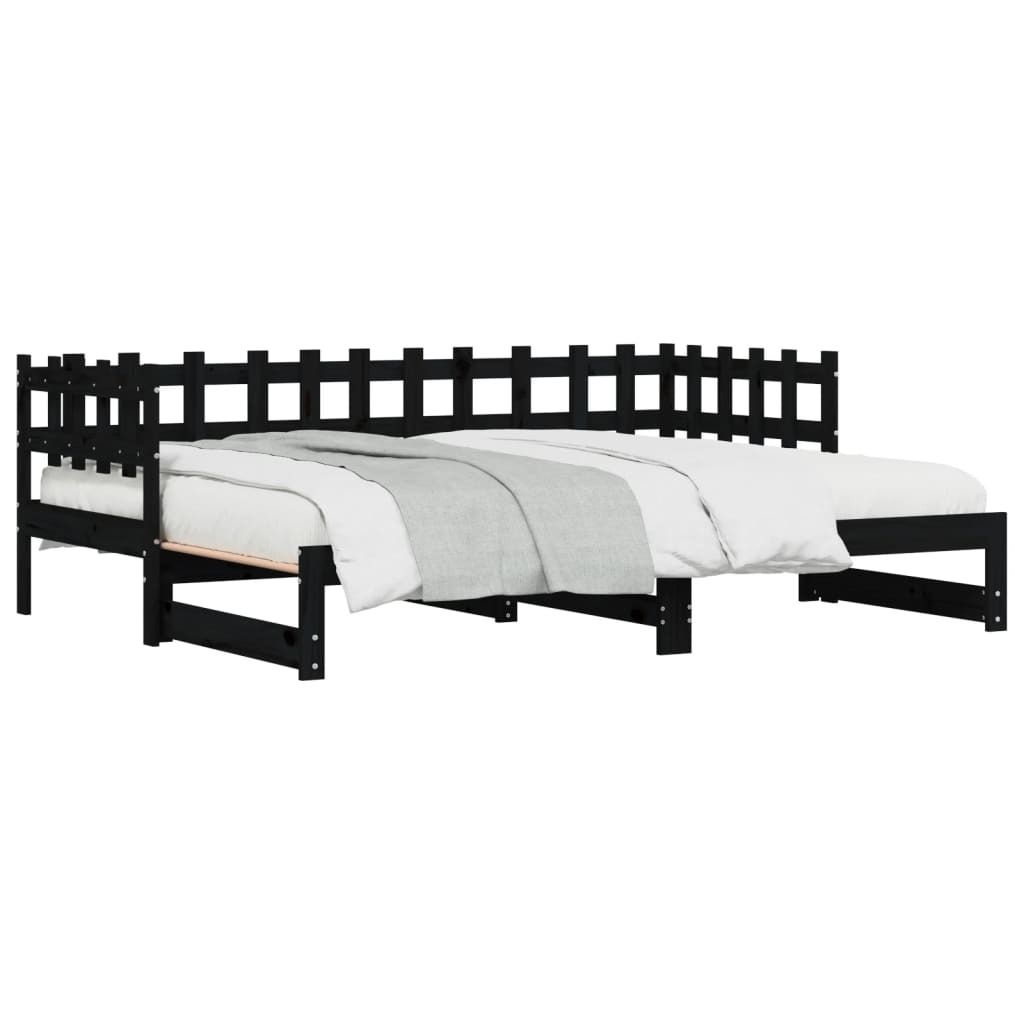 vidaXL Tagesbett Ausziehbar Schwarz 2x(90x200) cm Produktbild 