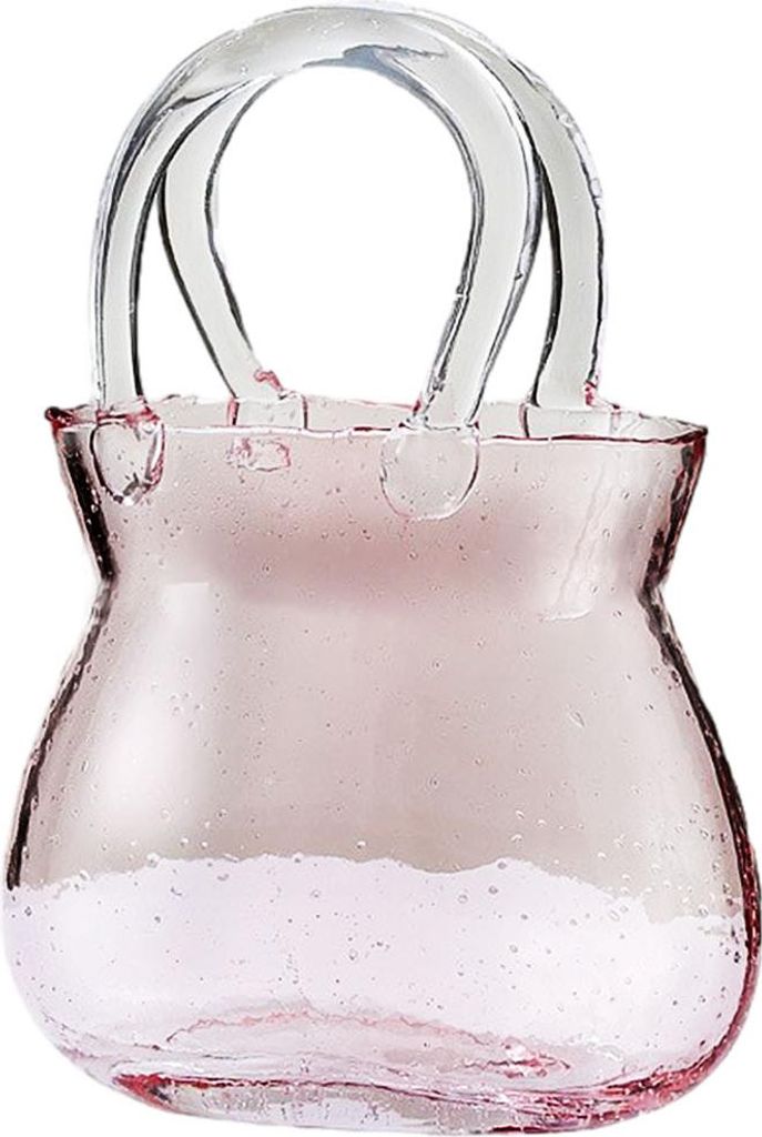 Handtaschen-Glasvase, Pink, 18.5x26.5cm, Für Hydrokultur & Aquarium, Deko-Objekt
