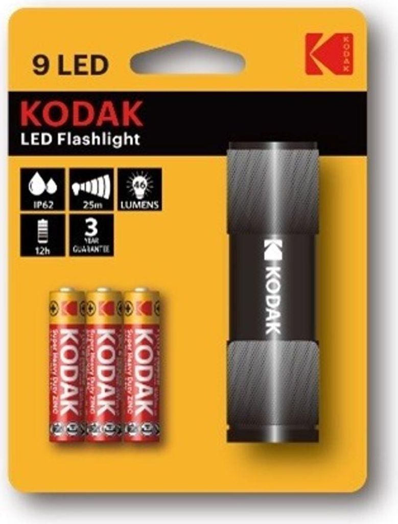 Kodak 9 LED, Ruční svítilna, Černá, Hliník, IP62, -10 - 60 Obrázek produktu 