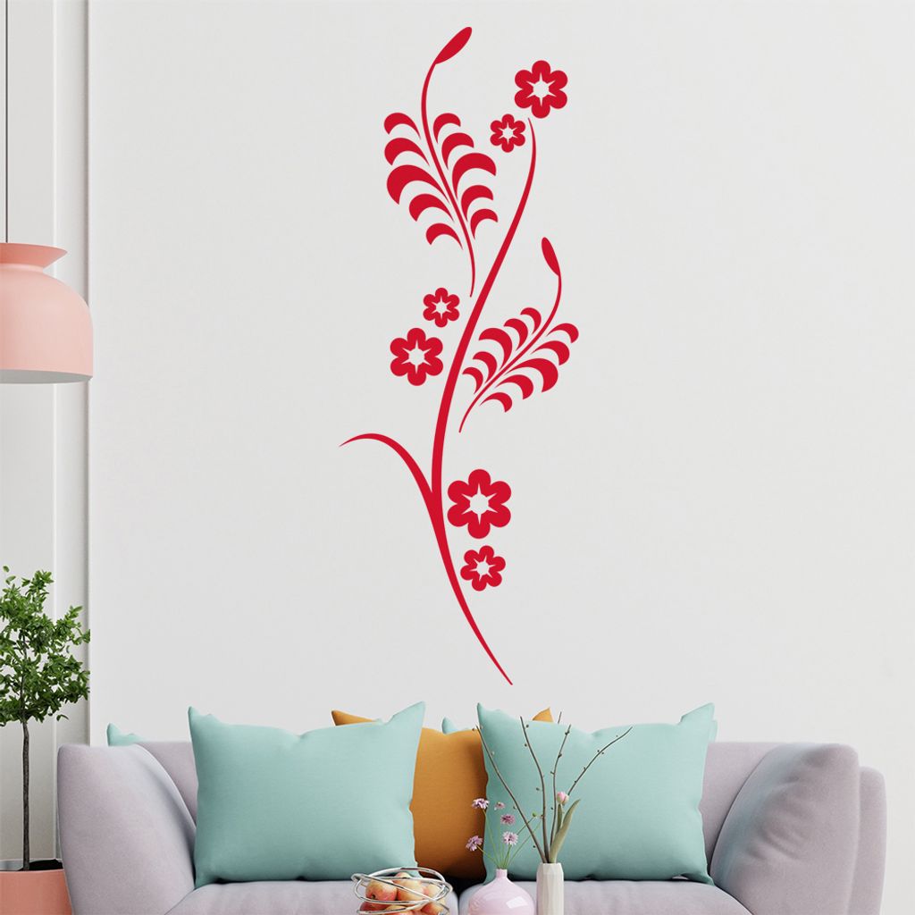 Sternen - Blüten - Pflanze Wandtattoo in 6 Größen - Wandaufkleber Wall Sticker - Dekoration, Küche, Wohnzimmer, Schlafzimmer, Badezimmer