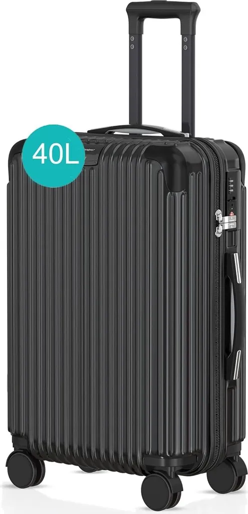 Valigia Bagaglio a Mano Voyagoux 40L - Trolley Rigido Nero con TSA