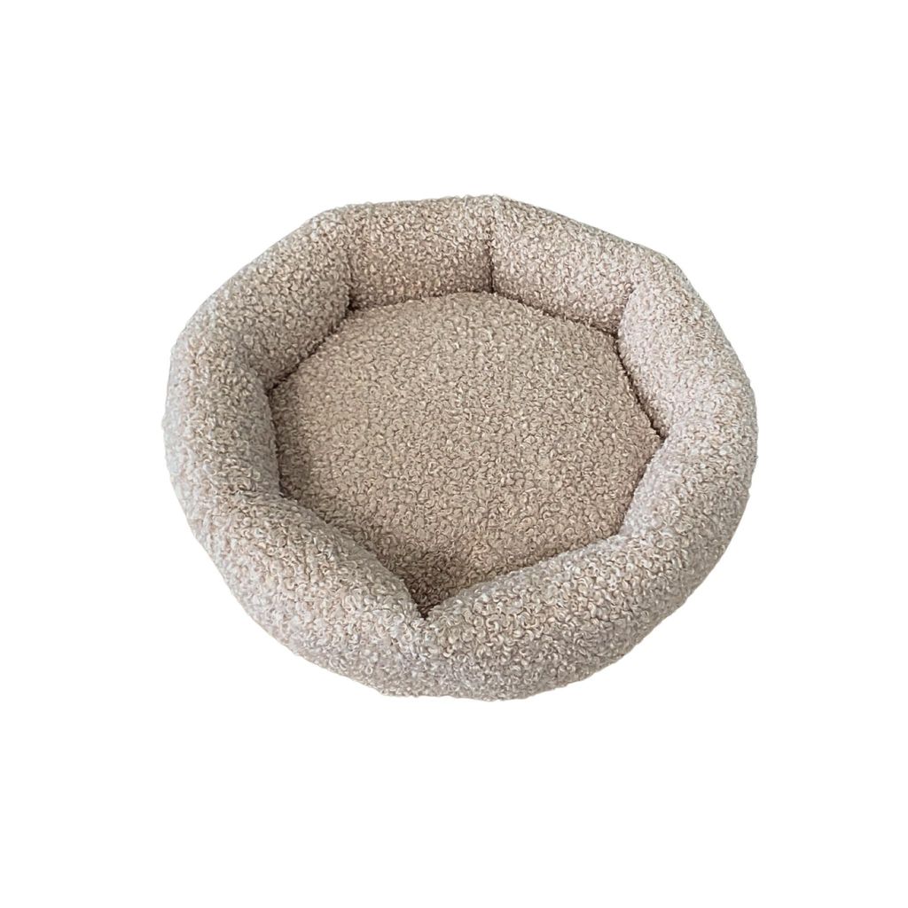 Skye Rundes Haustierbett (Größe S, Ø 50 cm) – Beige, orthopädisch, waschbar, für Katzen & kleine Hunde