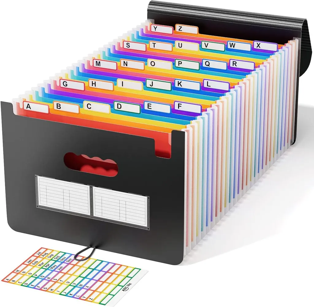 Rangement Bureau A4 pour Factures et Dossiers 24 Poches Style Accordéon