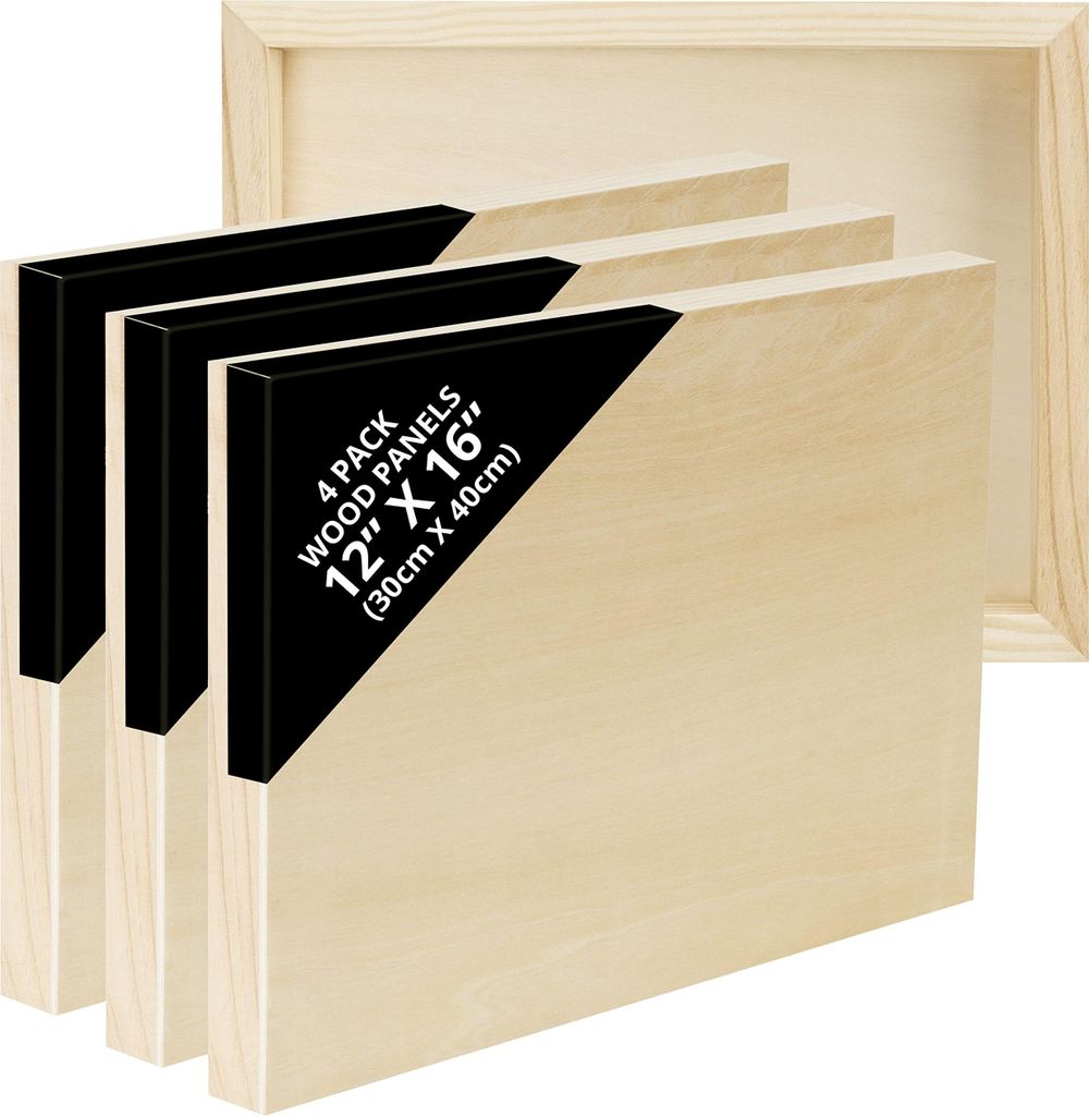 Belle Vous 4 Stk Naturbelassene Holz Leinwand aus Lindenholz - 30 x 40 cm - Natürliche Linden-Holz Platte - Holzrohlinge zum Bemalen für Enkaustik