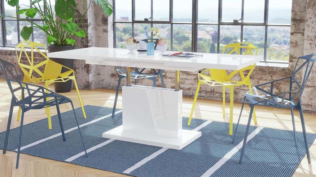 Design Couchtisch Grand Noir ausziehbar höhenverstellbar Tisch 120-180 cm Esstisch