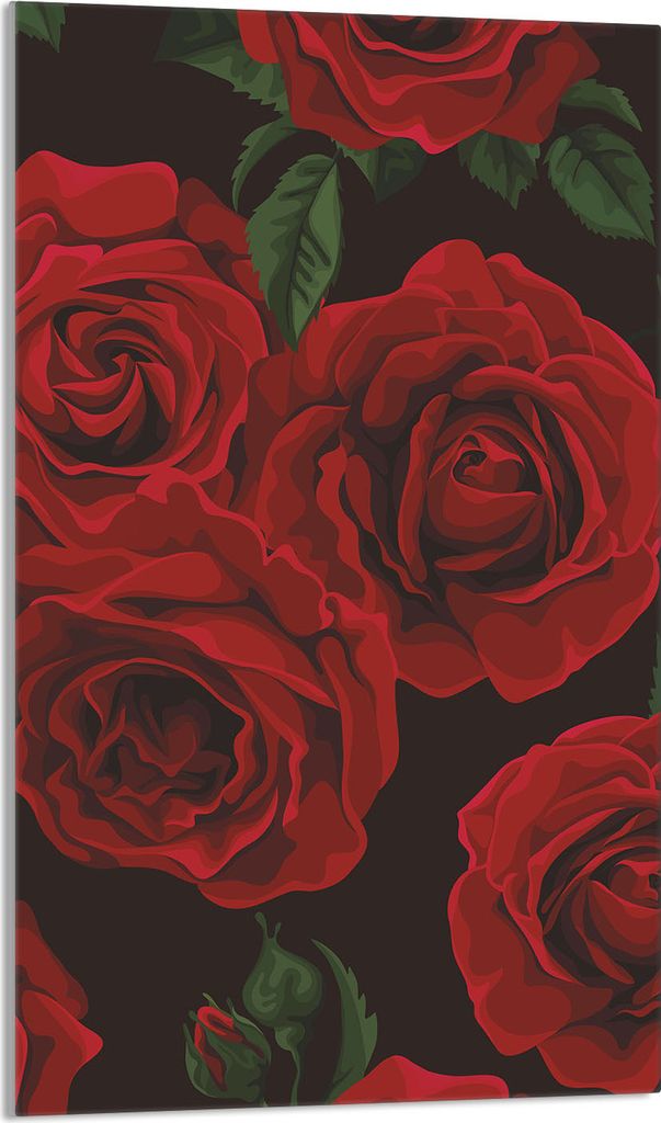 Herdabdeckplatte 30x52 Glaskeramikkochfeld Abdeckung Spritzschutz Glasplatte Deko Schneidebrett, Rosen Rot