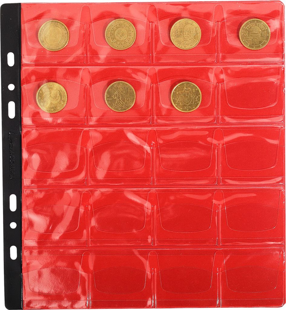Exacompta 5x Pack 3 Münzenhüllen 20 Fächern Ø40mm 245x25cm Kristall 96002E