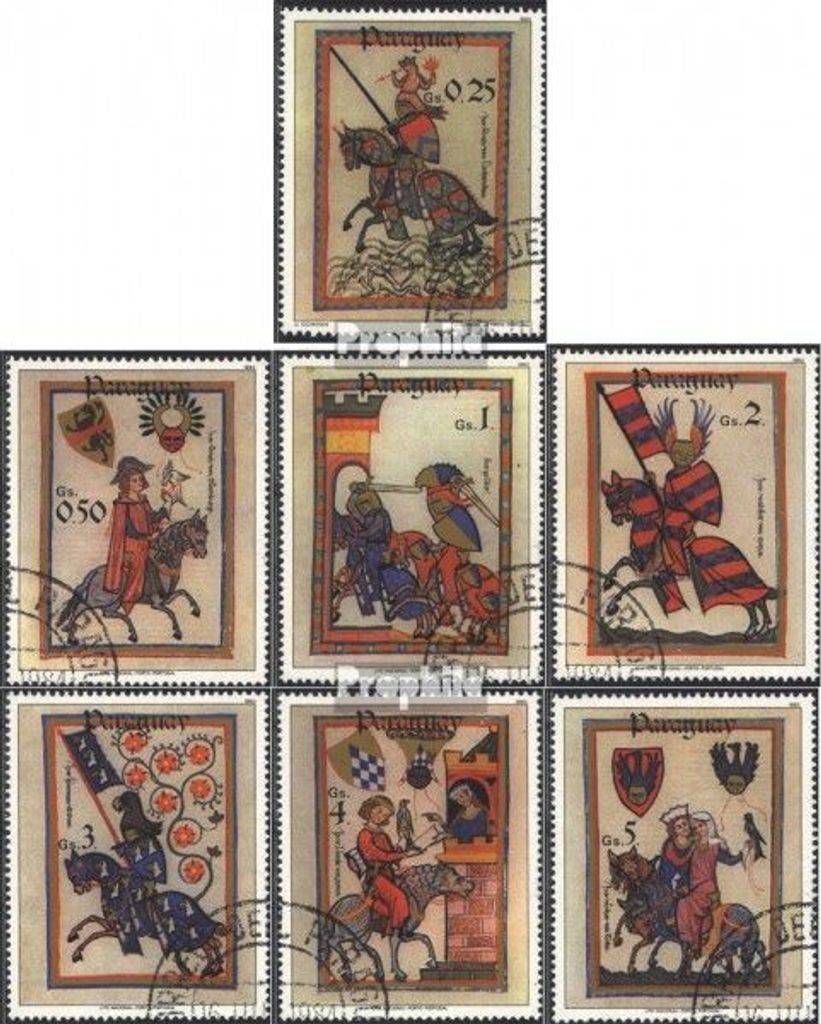 Briefmarken Paraguay 1984 Mi 3738-3744 (kompl.Ausg.) gestempelt Minnesänger