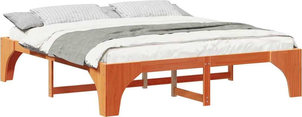 vidaXL Bettrahmen Braun 180 x 200 cm Massives Kiefernholz