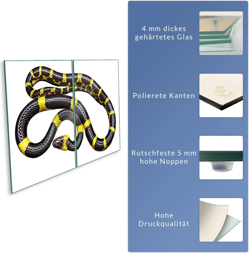 Copri Fornelli in Vetro Artistico 2 Pezzi 40x52 - Tema Animali Vivi - 8