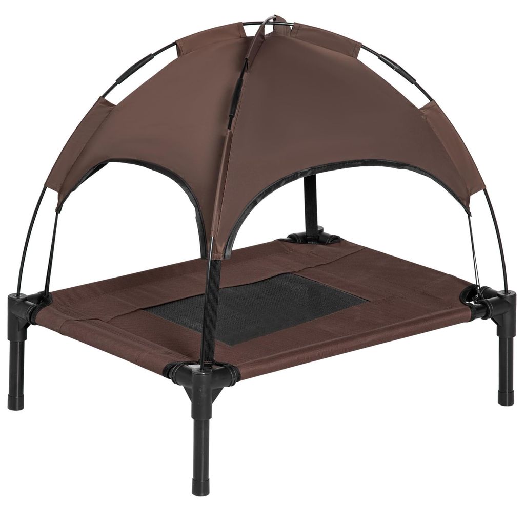 PawHut Erhöhtes Hundebett mit Baldachin Outdoor Kaffee 61 x Produktbild 