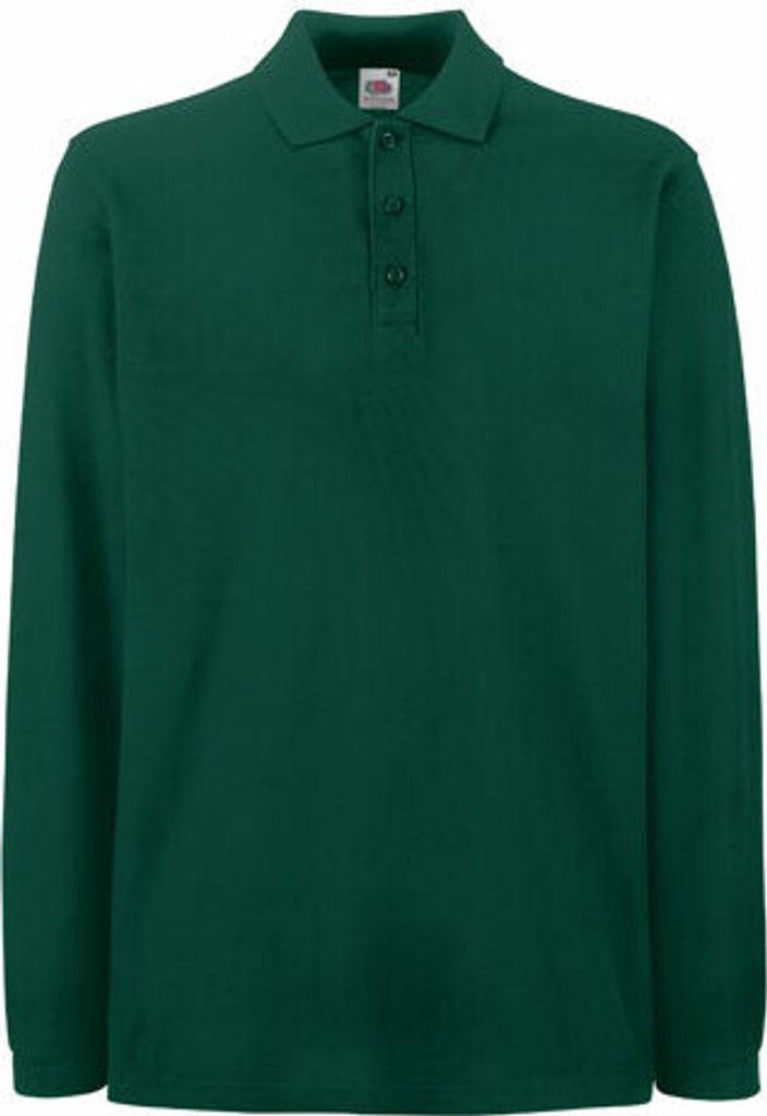 Fruit of the Loom - Premium Long Sleeve Polo - Forest Green - 3XL
