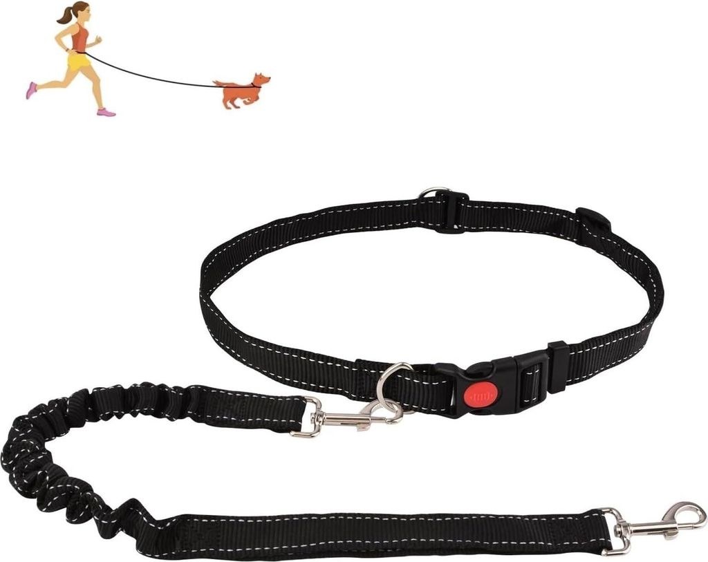 Verstellbare handfreie Hunde-Leine mit reflektierendem Bungee-Leinen und Hüftgurt für Training und Spaziergänge