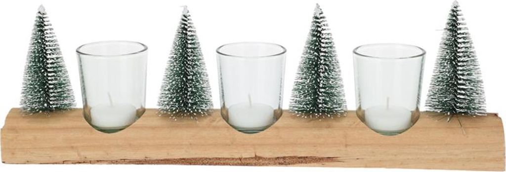 Theelichthouder Kerstbaum Set - Glas Dekoration 39x12cm Weihnachten