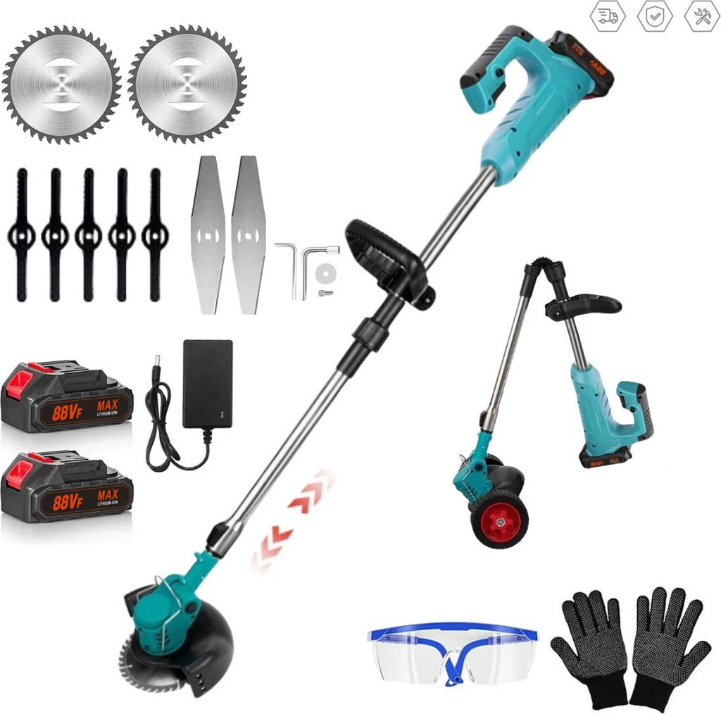 Akku-Rasentrimmer Mit Metallklingen - 650W Kabellos & 90° Drehbar