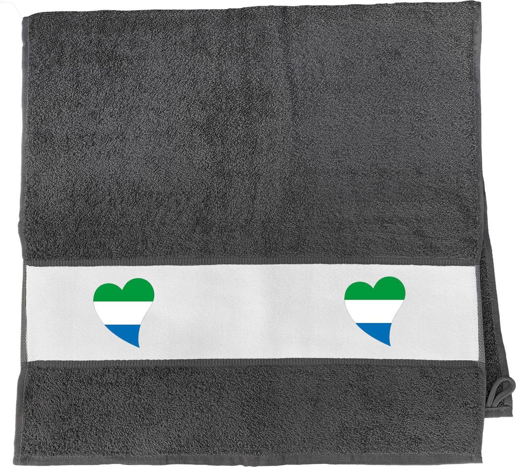Huuraa Handtuch Sierra Leone Flagge Herz 50x100cm Graphite Baumwolle Handtuch Geschenkidee