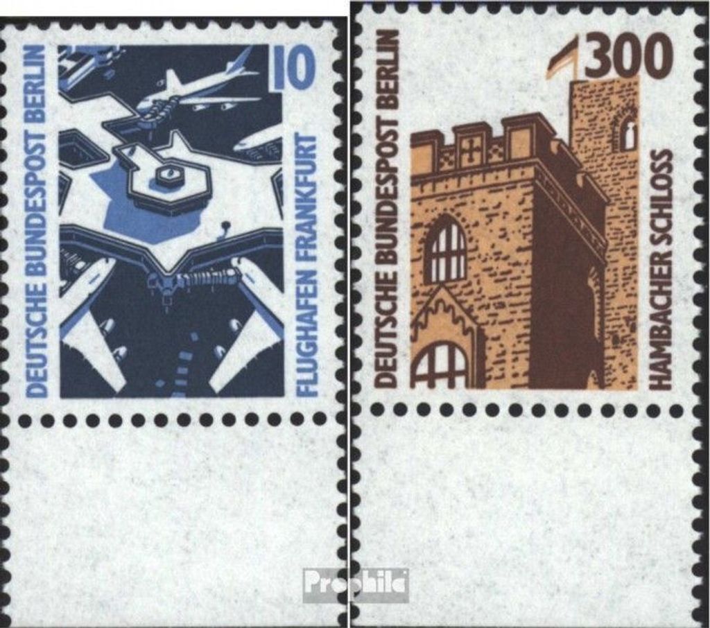 Briefmarken Berlin (West) 1988 Mi 798A-799A Unterrandstück (kompl.Ausg.) postfrisch Sehenswürdigkeiten