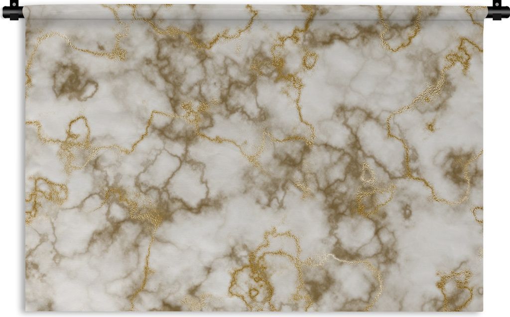 MuchoWow Wandteppich Wandbehang Marmor - Gelb - Gold 60x40 cm Tapisserie Dekoration Wandtuch - Wanddekorationen