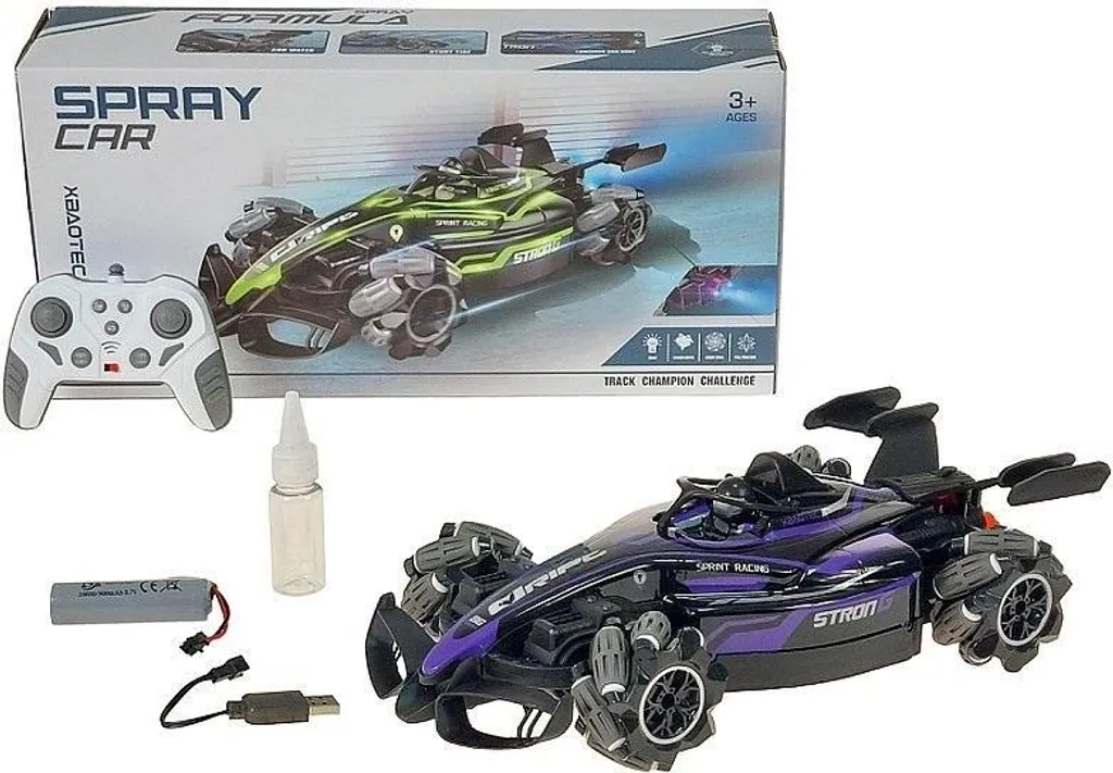 Voiture de sport télécommandée avec radio et câble de charge USB rouge