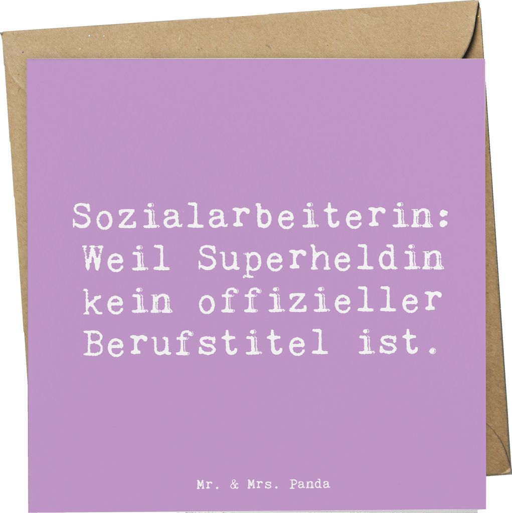 Mr. & Mrs. Panda Grußkarte Spruch Sozialarbeiterin Heldin - Lavendeltraum - Geschenk, Beruf, soziale Arbeit, Berufsliebe, anlasskarte, personalisi...