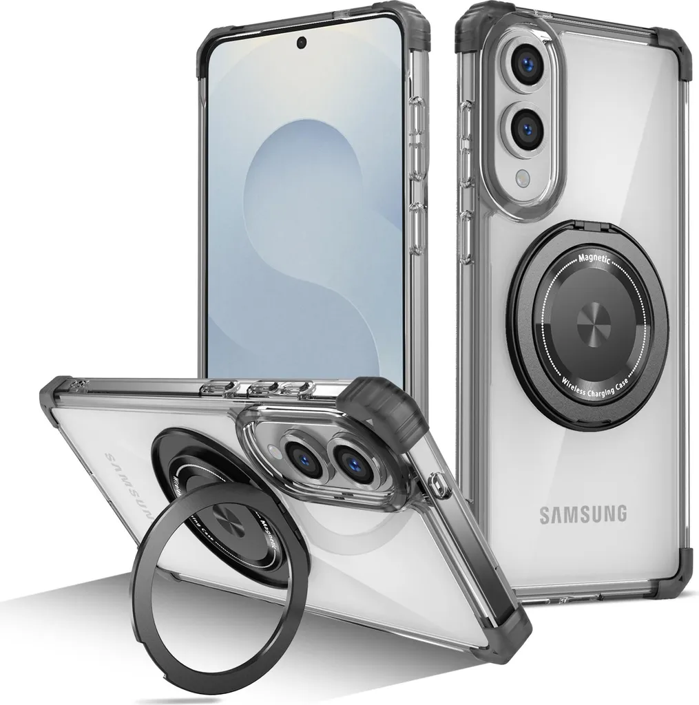 Cover Samsung S25 Edge Nera Trasparente | MagSafe e Anello Supporto