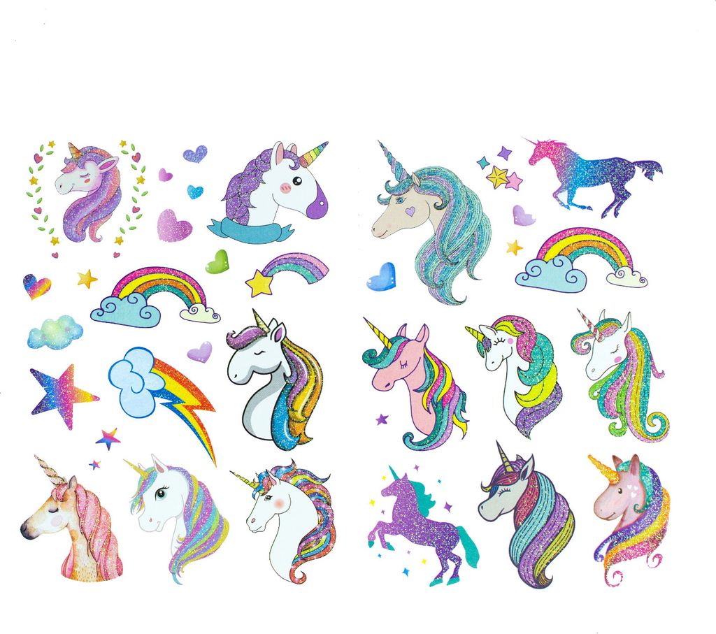Oblique Unique Einhorn Regenbogen Tattoo Set 16 Stk. mit Produktbild 