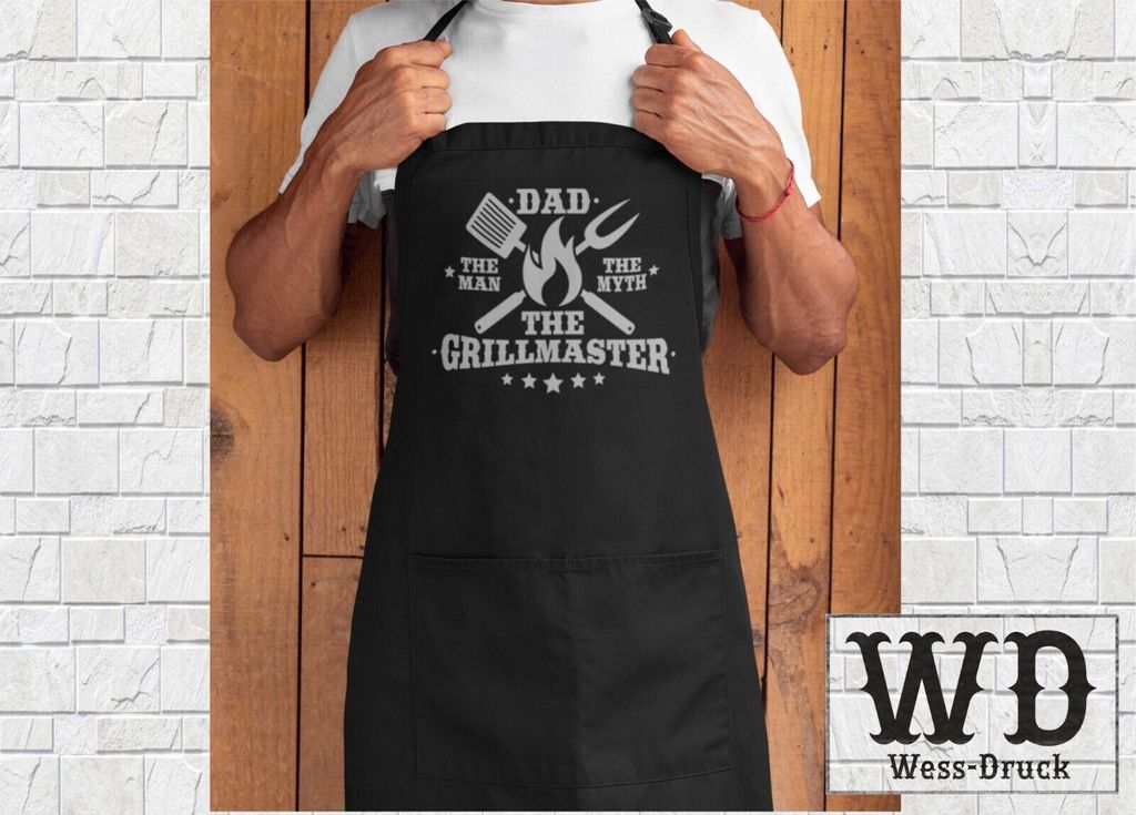 Wessdruck The Grillmaster Kochschürze Schwarz Silber