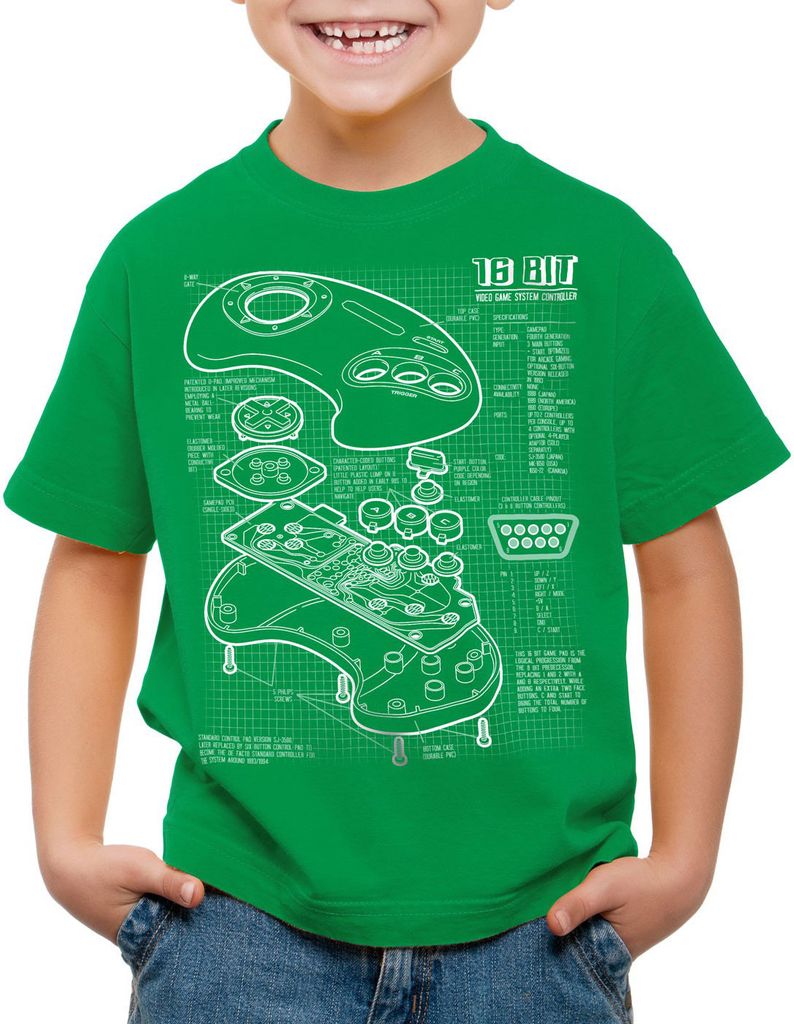 style3 Mega 16-Bit Gamepad Blaupause Kinder T-Shirt konsole