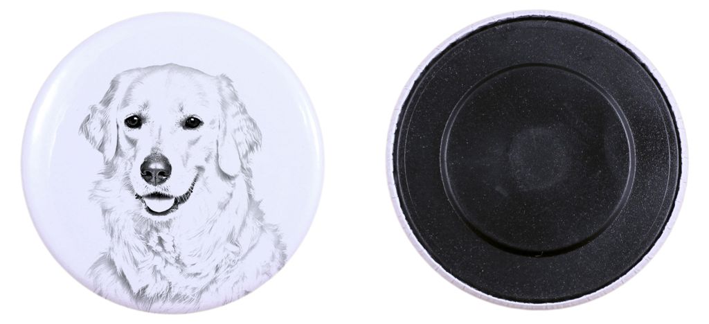 Kuvasz Magnet mit einem Hundepfotenabdruck, außergewöhnlich leicht, starker Magnet, handgefertigtes Produkt der Marke Art-Dog