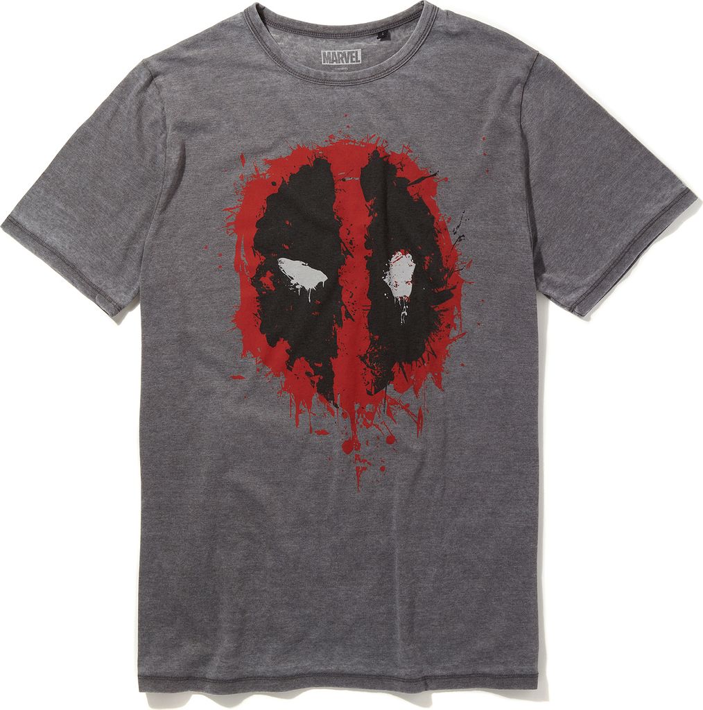Recovered T-Shirt Marvel Deadpool Icon Paint Logo Mid Grey mit coolem Marvel-Print Grey L