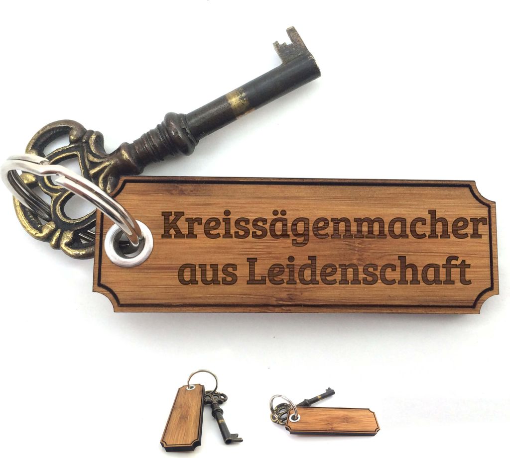 Mr. & Mrs. Panda Schlüssel Anhänger Kreissägenmacher - Bambus - Geschenk, holz, Gratulation, für tasche, Schlüsselanhänger aus, Schenken, mot...