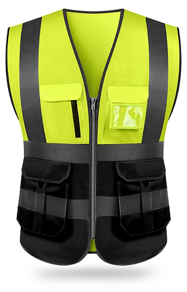 Reflektierende Sicherheitsweste mit hoher Sichtbarkeit, mehrere Taschen, Arbeitskleidung, Sicherheitskleidung, Warnweste für Tag und Nacht, Motorr...