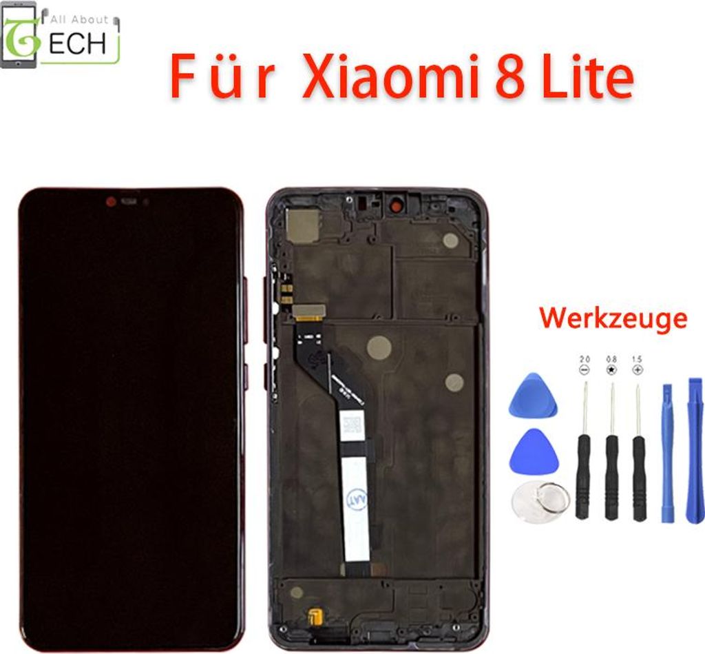 Für Xiaomi Mi 8 Lite LCD Display mit Rahmen Bildschirm TouchScreen Schwarz