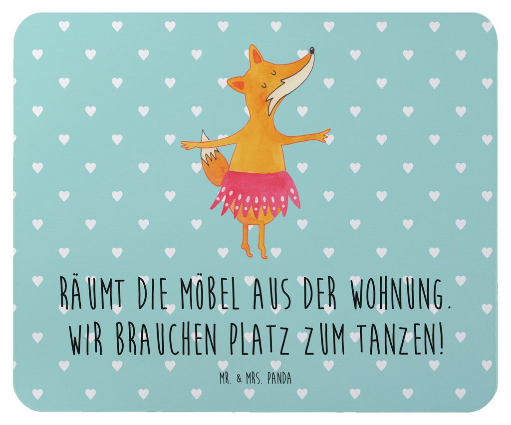 Mr. & Mrs. Panda Mauspad Fuchs Ballerina - Türkis Pastell - Geschenk, Party, Mousepad, Geburtstag, laptop, notebook, Tanzen, Mouse Pad, Yeah, Einl...