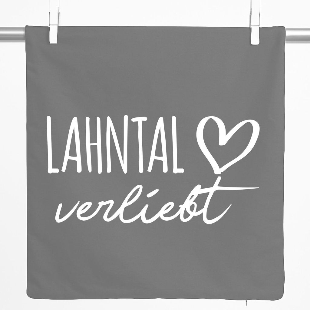 Huuraa Kissenbezug Lahntal verliebt 40x40cm Steel Grey Baumwolle Dekokissenbezug Geschenkidee