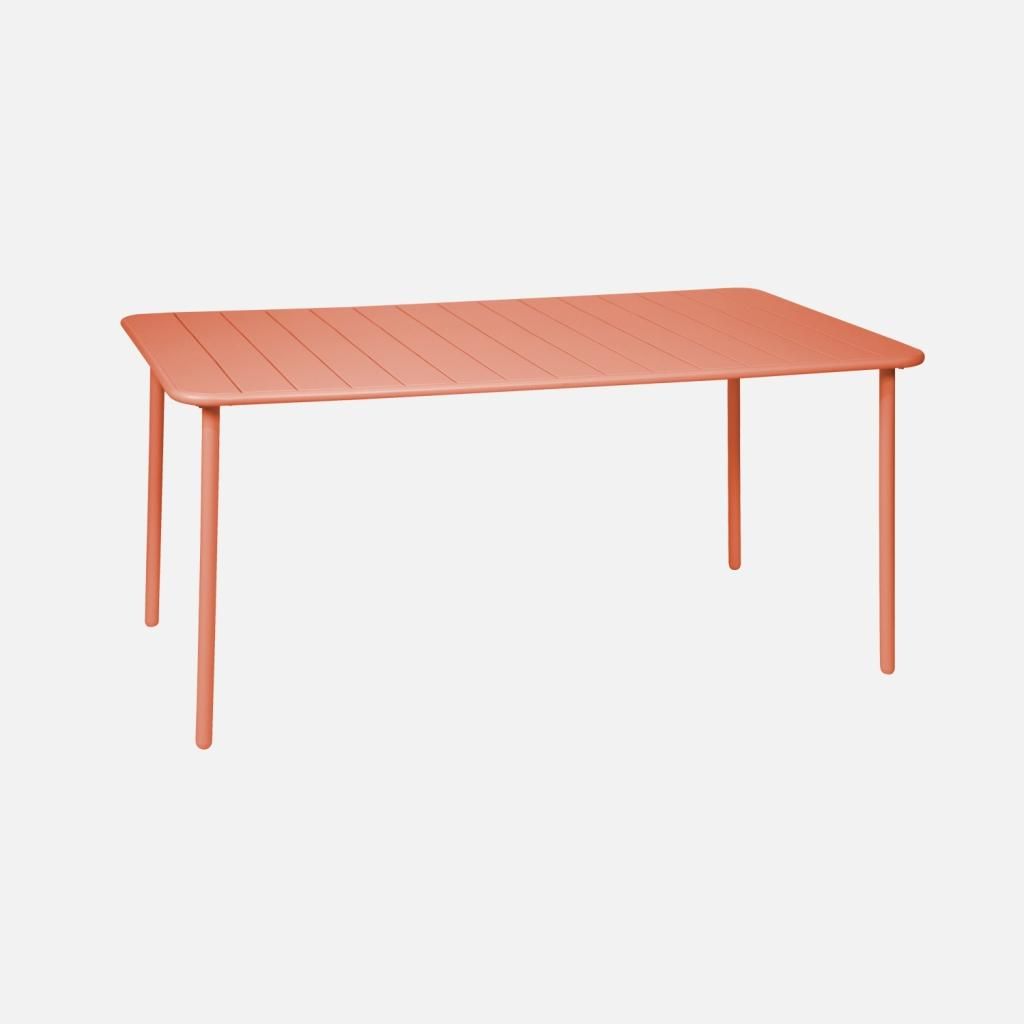 sweeek - Gartentisch aus Stahl 6-8 Plätze - Braunrosa