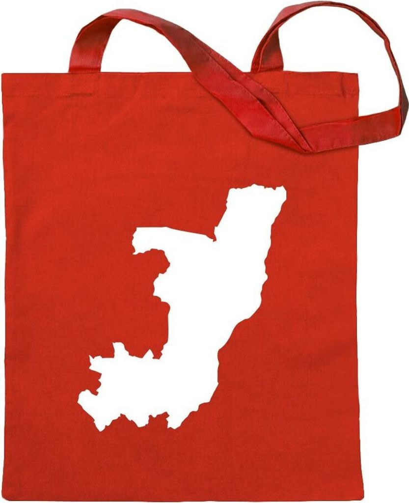 Kiwistar - Baumwolltasche - rot - Kongo, Republik Umriss Kontur - Tragetasche Stoffbeutel Umhängetasche langer Henkel